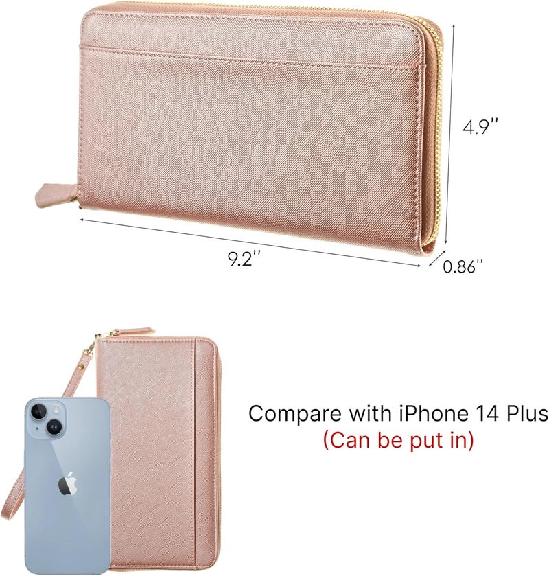 Apadi Travel Document Organizer - RFID Passport Wallet Case Family Holder Id Wristlet - Image 3